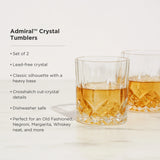 Set of 2 cut crystal whiskey glasses