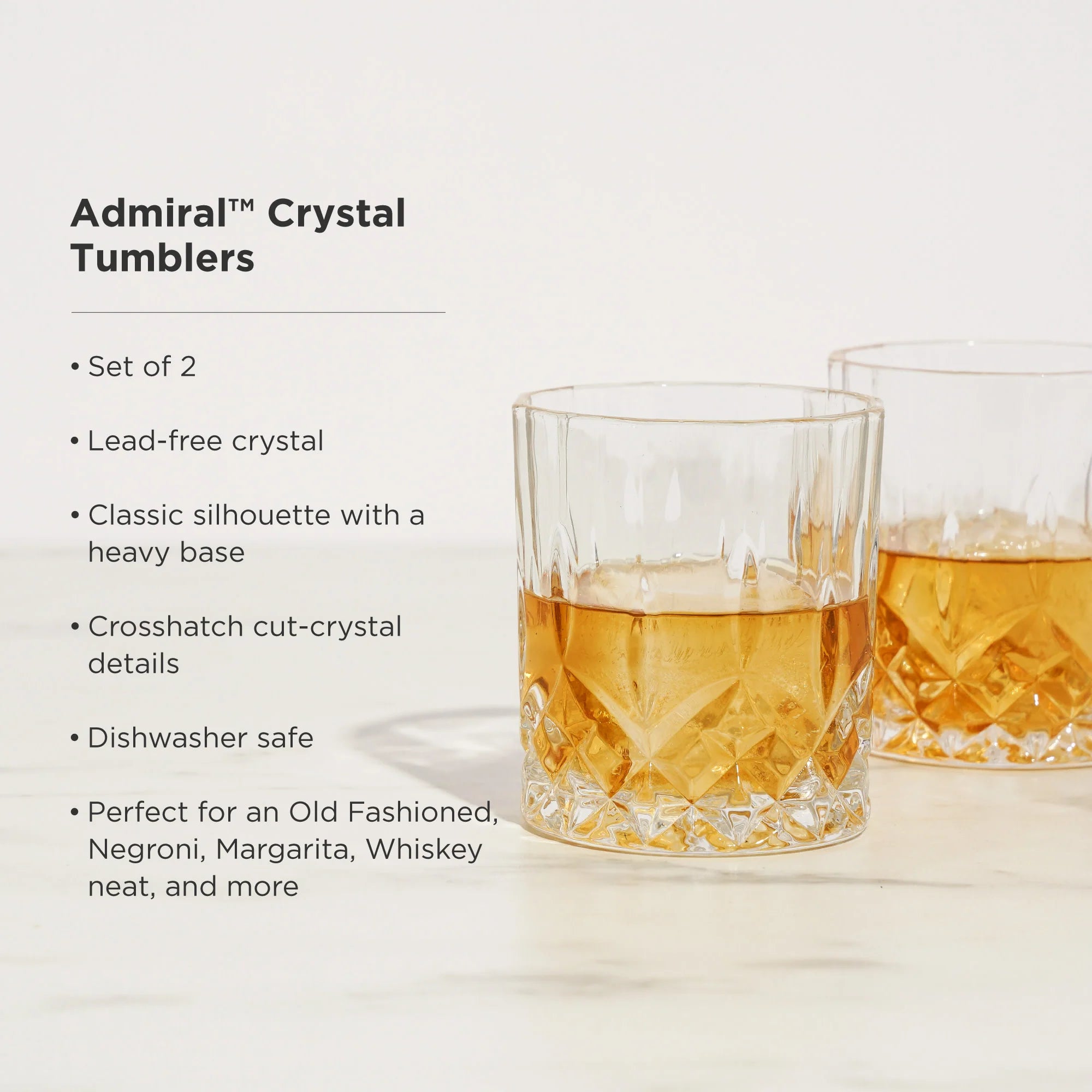 Set of 2 cut crystal whiskey glasses