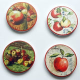 set of 4 coasters featuring a different type of apple