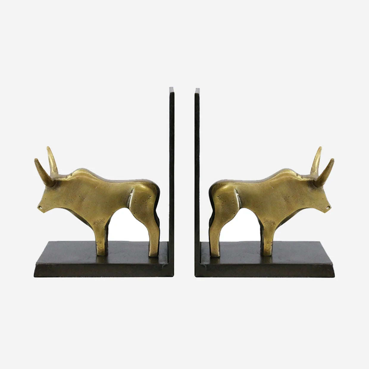 Brass coiloured bull bookends