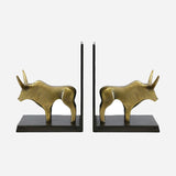 Brass coiloured bull bookends