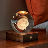 Crystal Ball LED Light with laser engraved dandelion