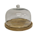 Round wooden board with glass cake dome set
