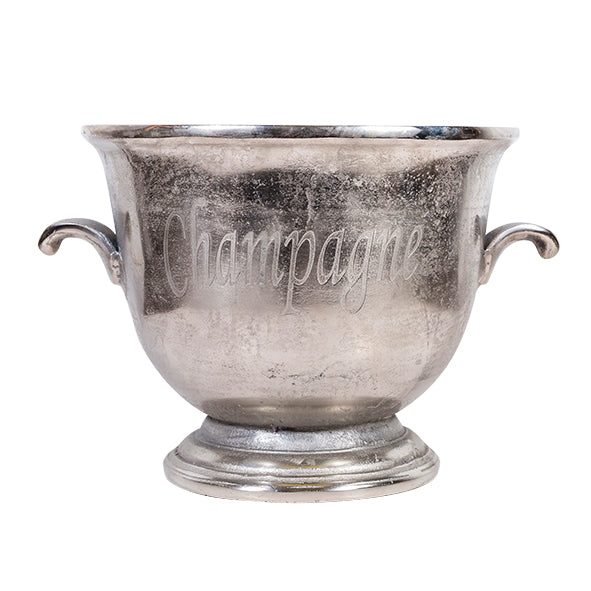 Silver aluminium champagne bucket with handles