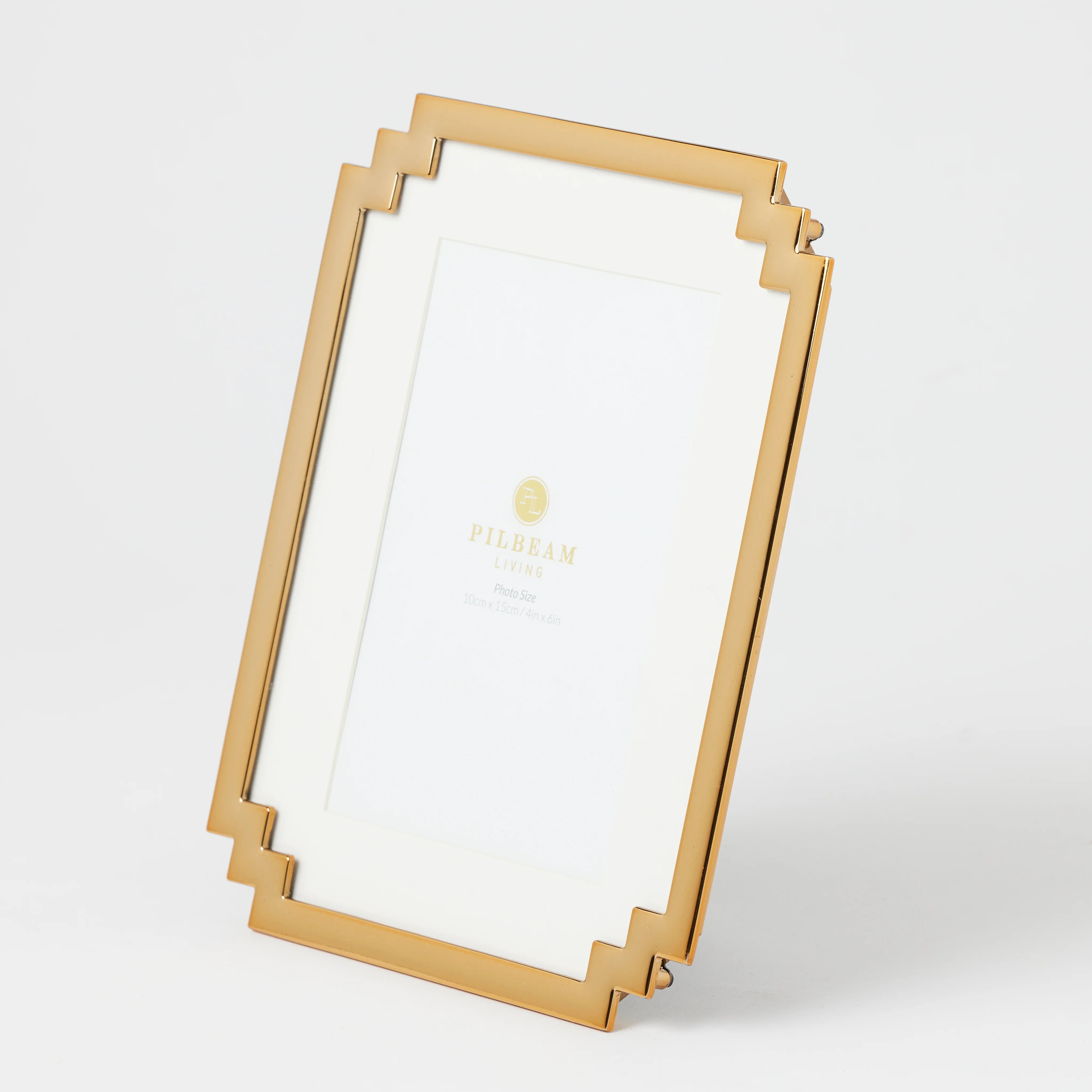 Gold Art Deco Style Frame with white board mat, to fit a  x 6 inch photo