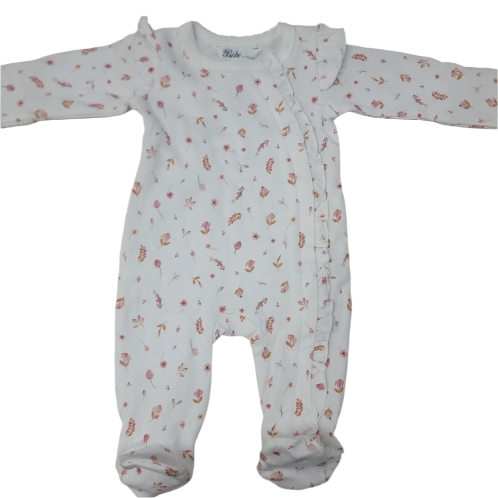 Baby onesie with floral pattern