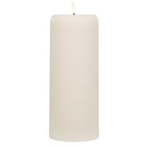 Cream ribbed candle  tall with LED flame