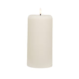 Cream ribbed wax candle with LED flame