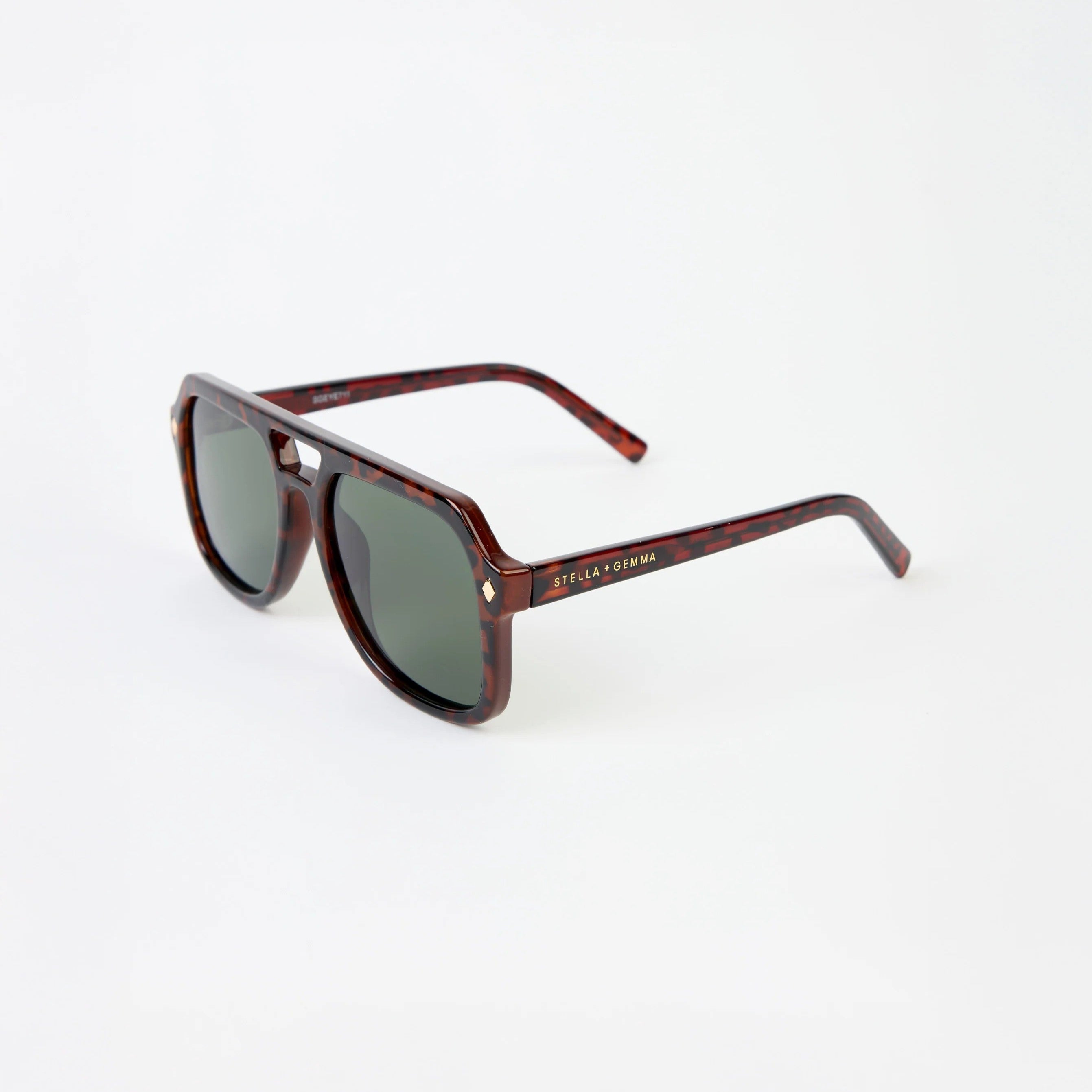Sunglasses with a black and tort frame
