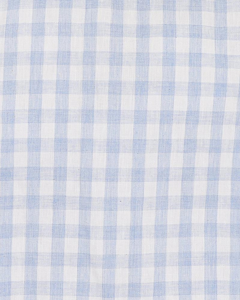 Blue and white checkered fabric pattern