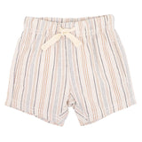 Natural, Tan and charcoal vertical stripe baby shorts