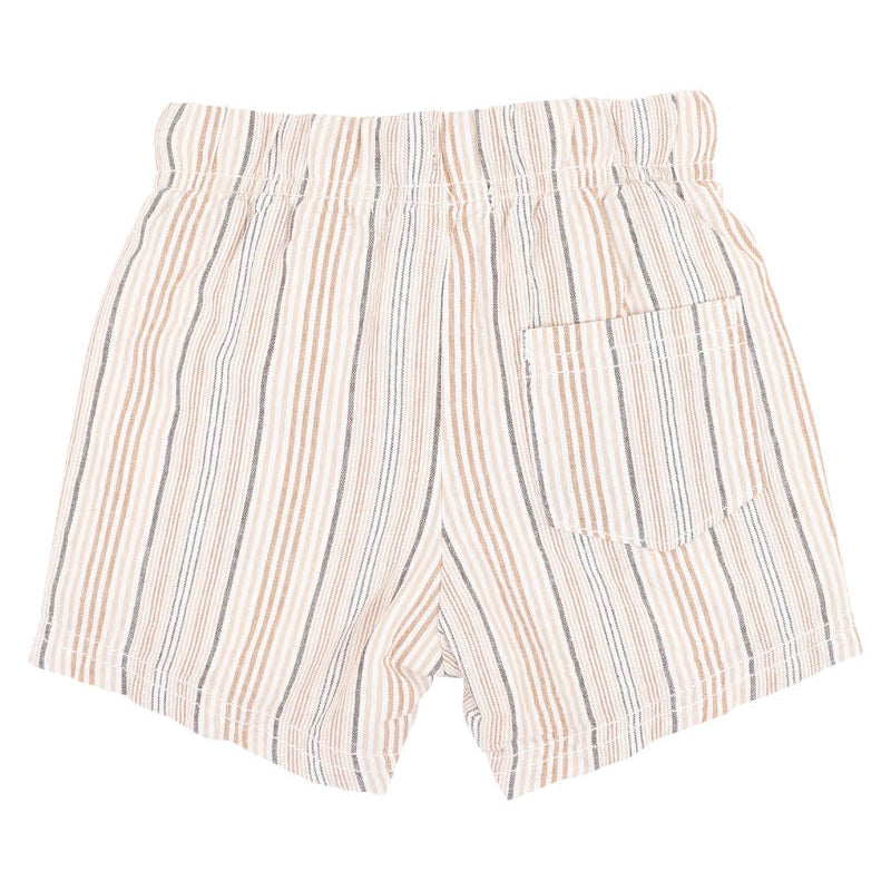Natural, Tan and charcoal vertical stripe baby shorts
