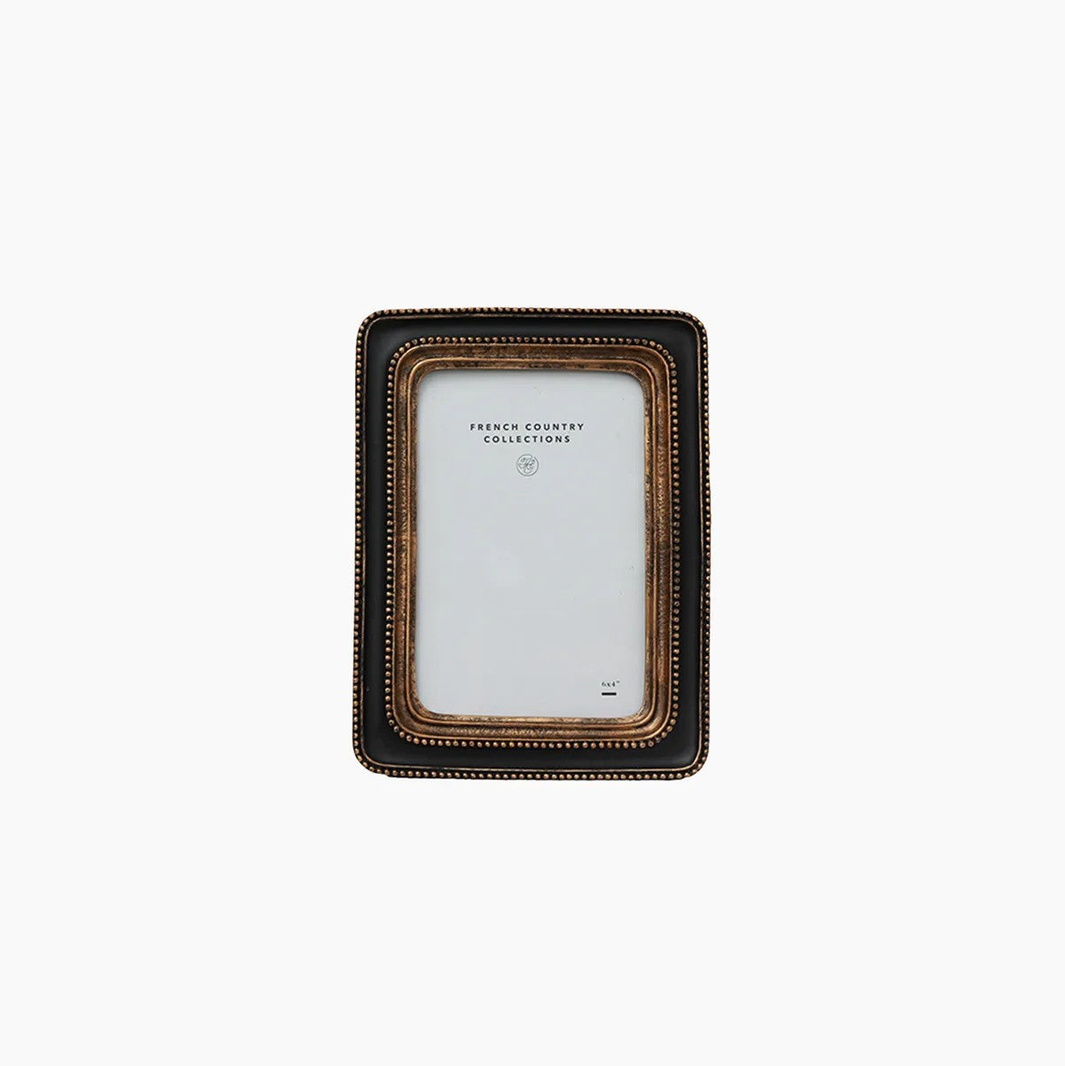 Black phopto frame with gold beaded detail on inside edge