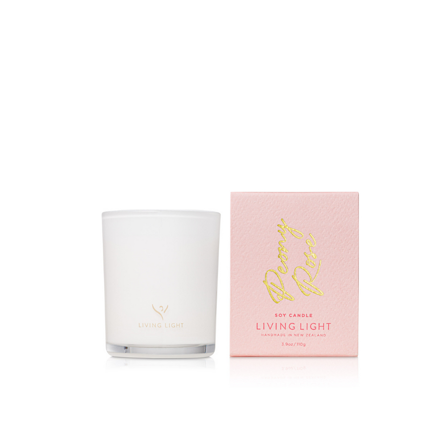 Mini 100% soy wax candle hand poured into a glass jar with cotton wick by Living Light.  Selet from 8 beautiful fragrances 110g. Available in 8 beautiful fragrances.  Up to 30 hours burn time  Made in New Zealand
