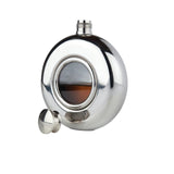 The Viski Scope Hip Flask features a glass porthole window allowing you to keep an eye on your liquor level so you will always know when you need to refill. Made from stainless steel and holds 5 oz. Stainless Steel.