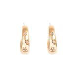 Gold hoop earrings with star designs on a white background