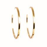 Gold hoop earrings on a white background