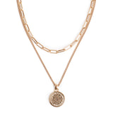 double chain gold necklace on a white background