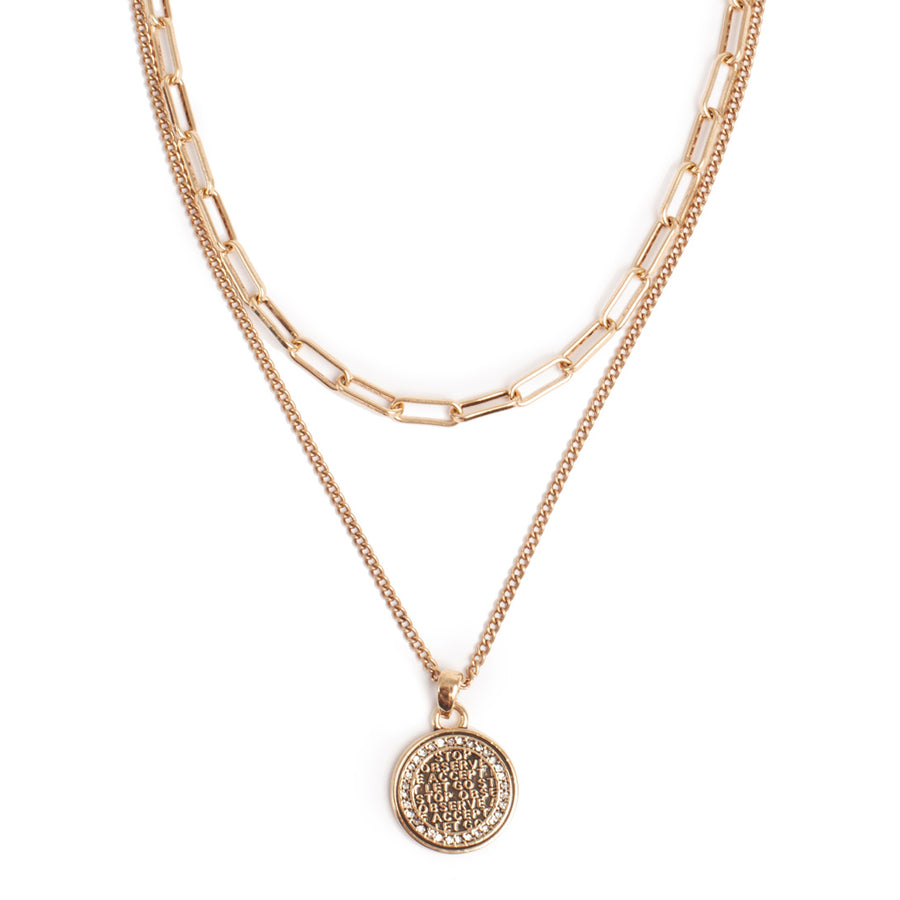 double chain gold necklace on a white background