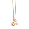 Gold necklace with a pendant on a white background