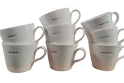 KBJ Word mugs in white ceramic with coloured words