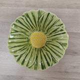 Green Daisy bowl with yellow centre