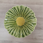 Green Daisy bowl with yellow centre
