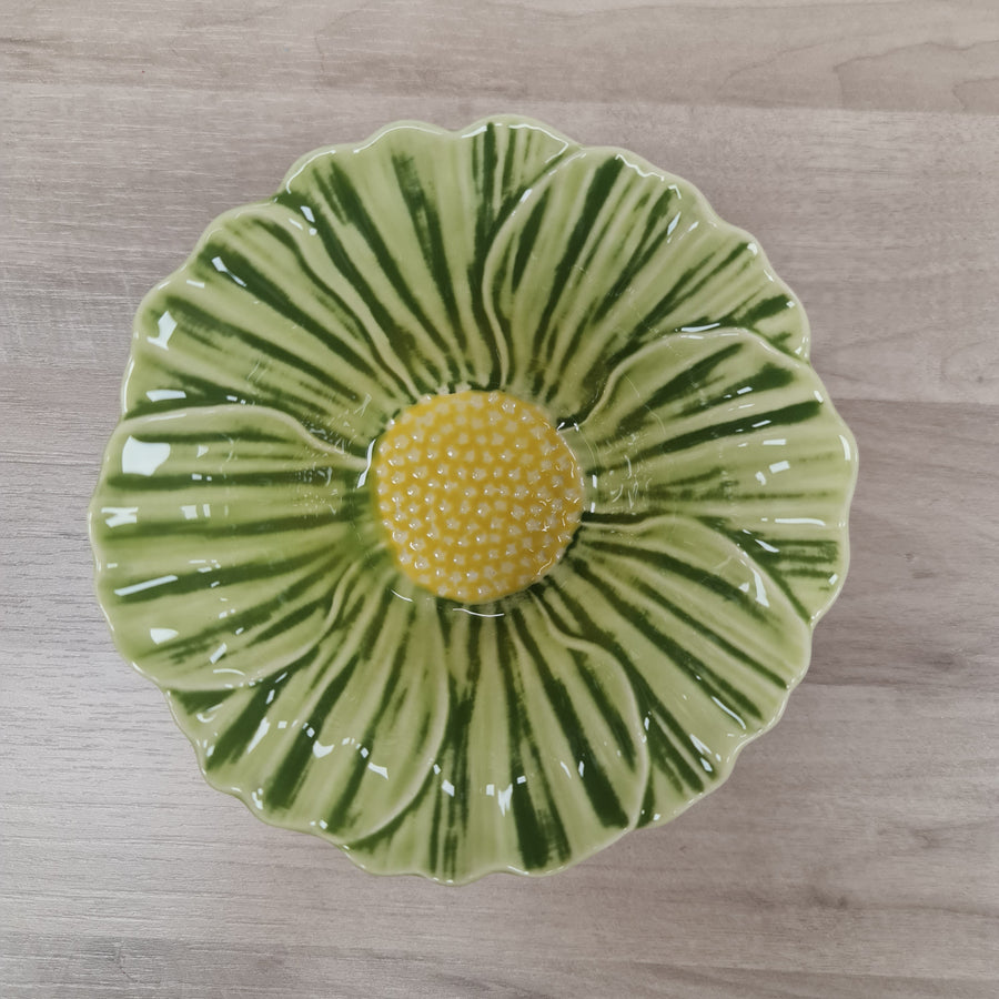 Green Daisy bowl with yellow centre