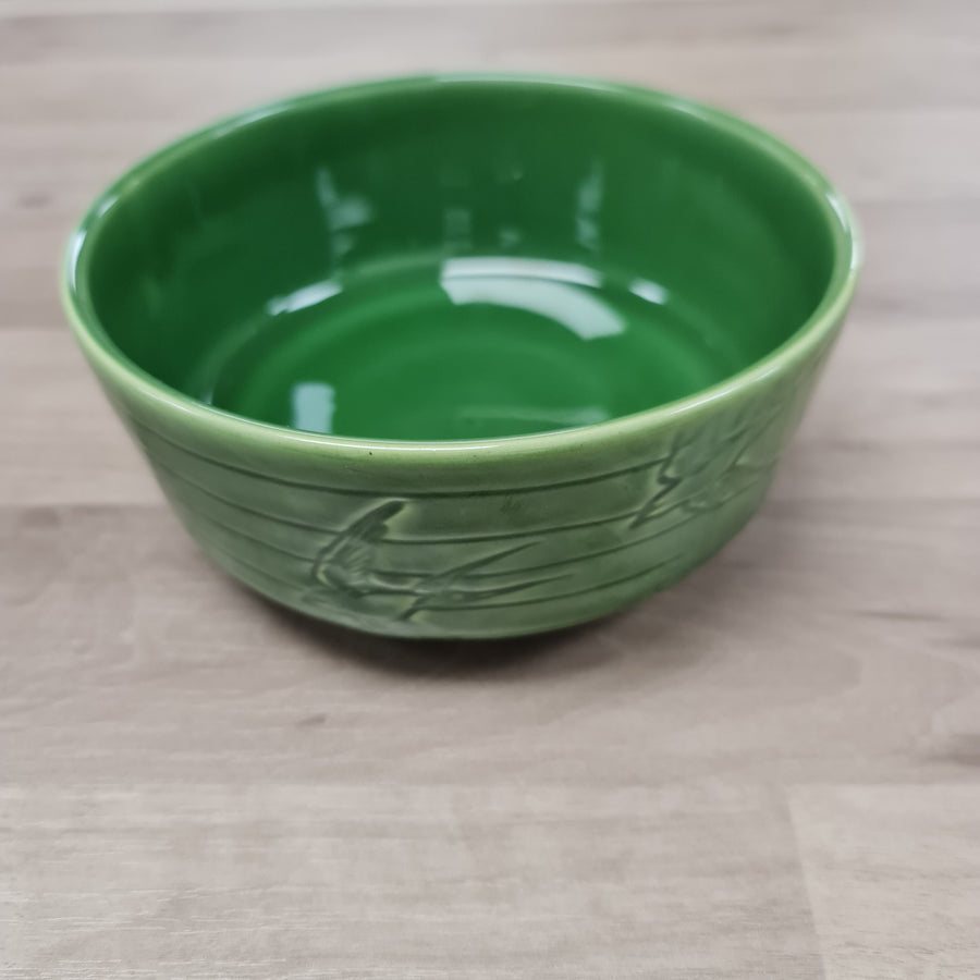 Green bowl with bird detail