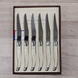 Set of 6 Ivory coloured handle steak knives with bee