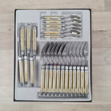 Set of laguile cytlery with horn coloured handles and bee icon