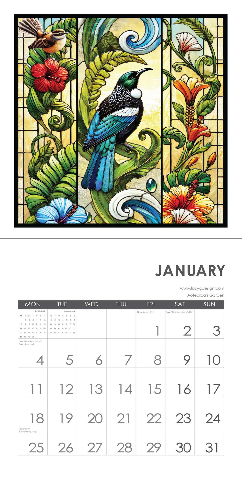 Lucy Gauntlett 2027 Wall Calendar at Cerise, featuring 12 months of Lucy Gauntlett artwork. 