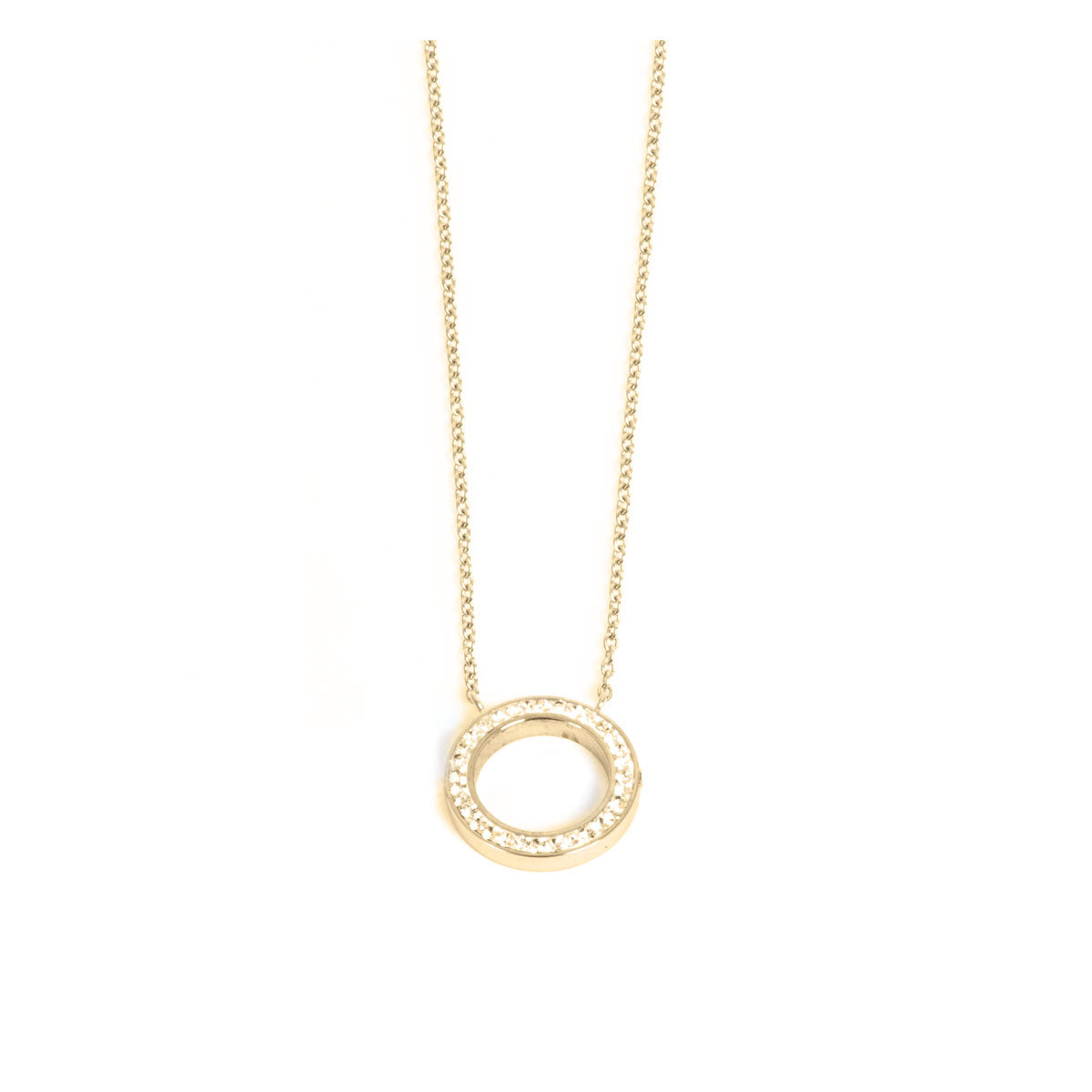 Gold pendant with crystal ring