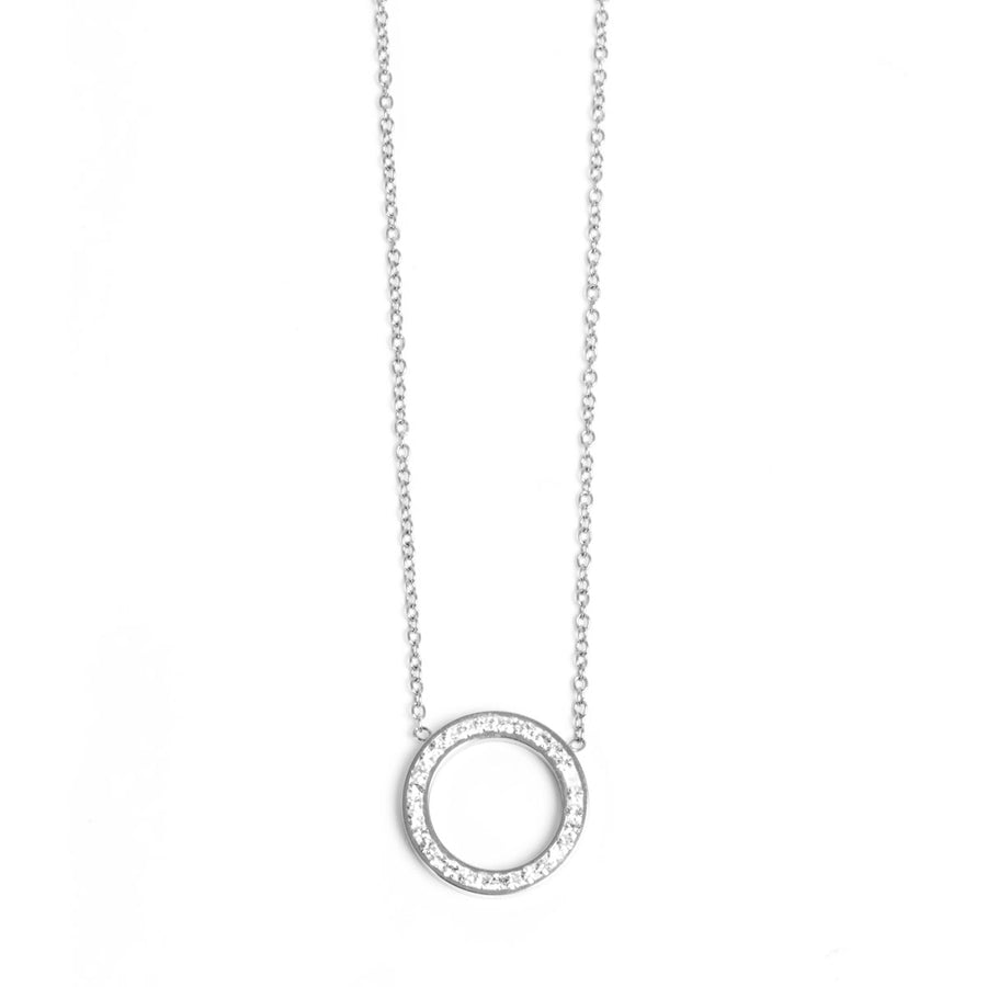Silver chain with crystal ring pendant