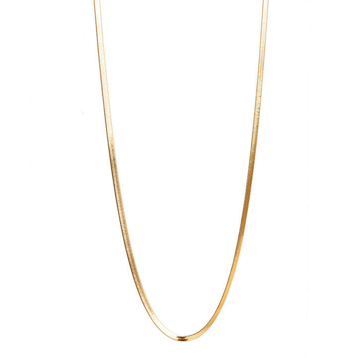 Gold snake chain on a white background