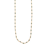 Necklace with green beads on a white background
