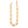 Gold chain necklace on a white background
