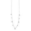 Silver necklace with small beads on a white background