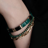 Malachite Bracelet with macrame clasp | Gold | A & C