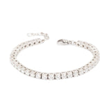 Silver crystal bracelet on a white background