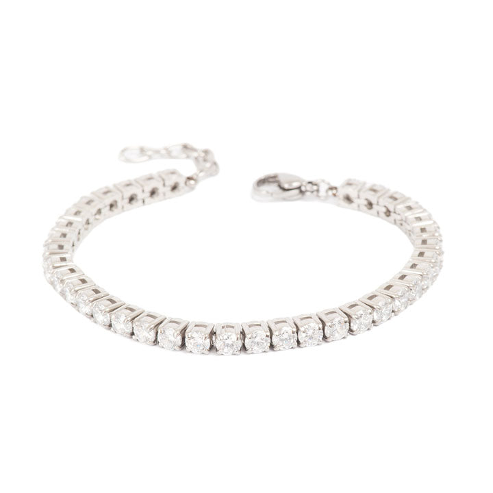 Silver crystal bracelet on a white background
