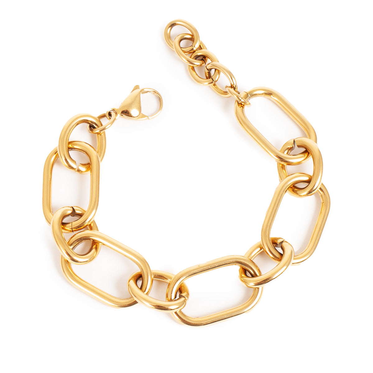 Gold chain bracelet on a white background