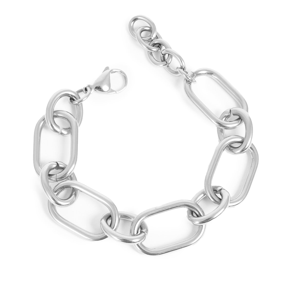 Silver chain bracelet on a white background