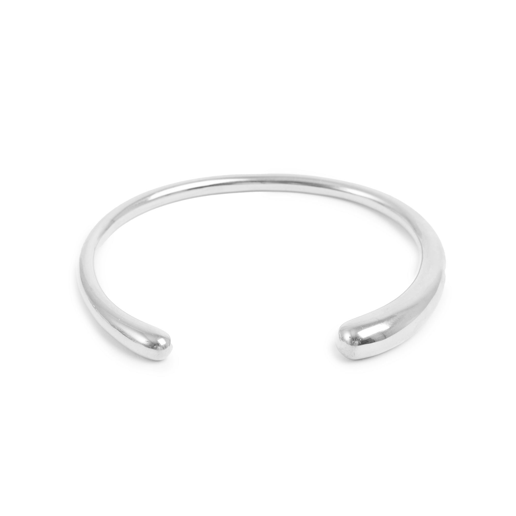Silver bangle on a white background
