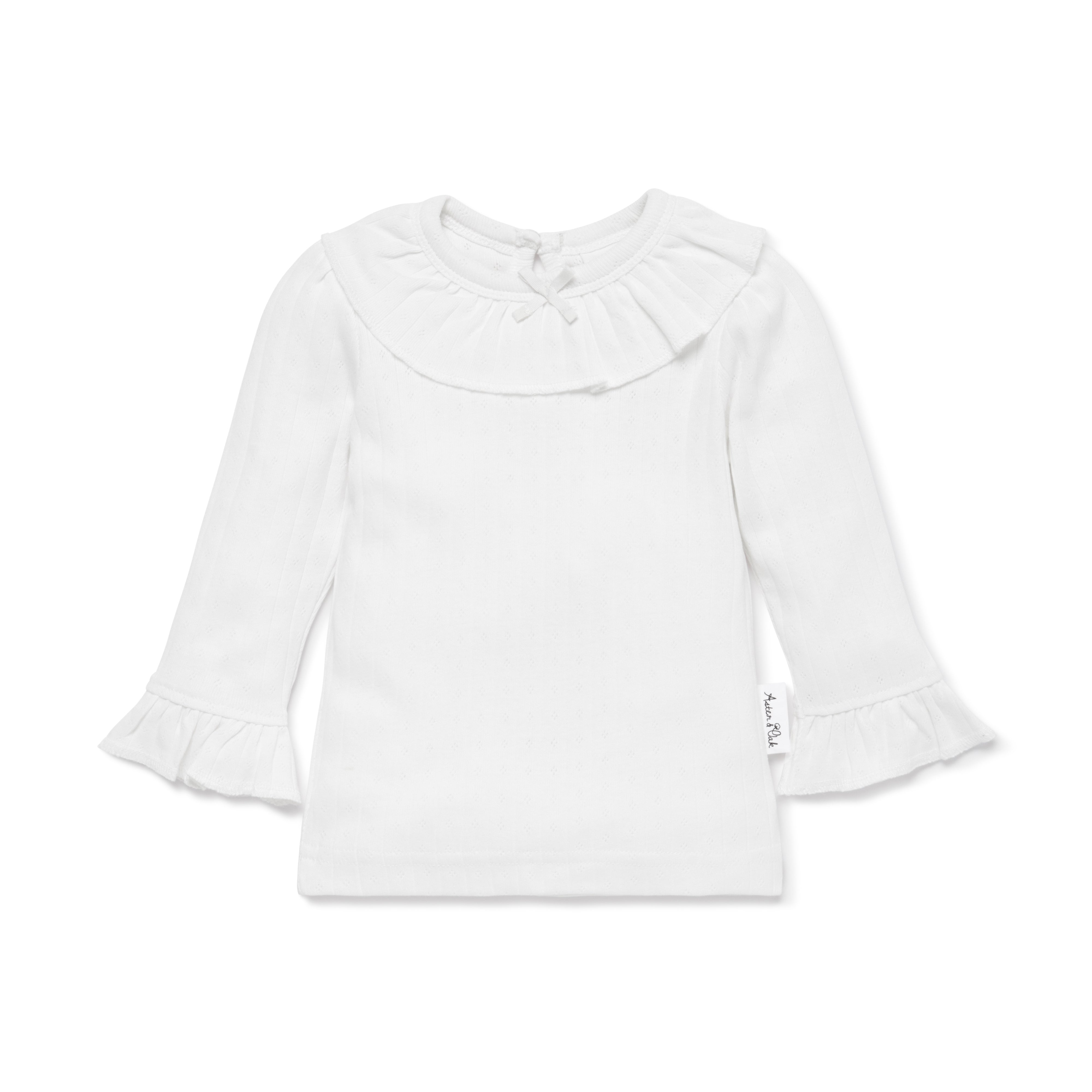 Aster and Oak White Pointelle Top