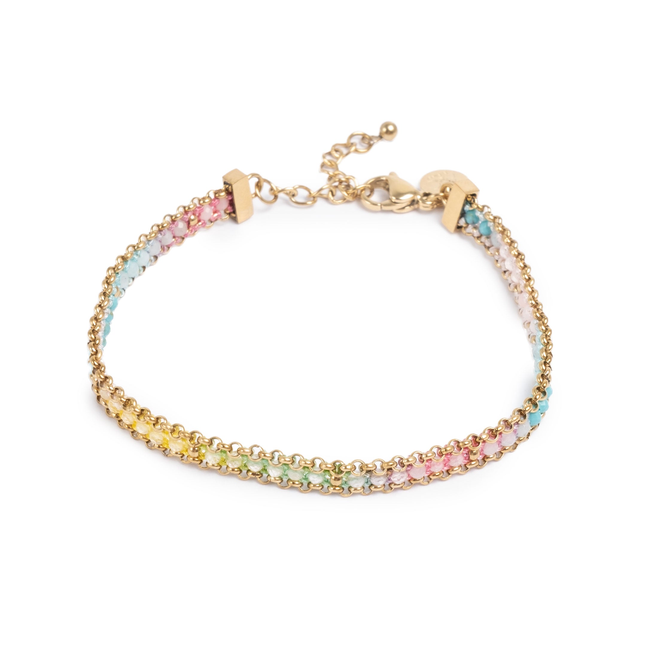 A&C Oslo Colourful semi precious stones braclelet with 14K Gold plating at Cerise NZ