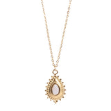 A&C Oslo Ethnic Necklace with 14k gold plating and Mother of Pearl detail in the centre. The pendant hangs from a 45cm chain with a 5cm extension at Cerise NZ