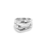 A&C Oslo Steel Big Waves Ring in Silver. A chunky silver ring in sizes small, medium and large at Cerise.