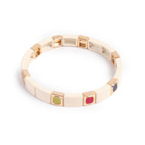 A&C enamel tiles bracelet in multistone and cream tiles with gold plate at Cerise NZ