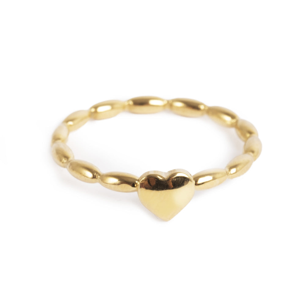 A&C Oslo Gold Bubble Heart Ring made from pure steel with a 14K gold plate. Avaialble in small, medium and large at Cerise NZ.